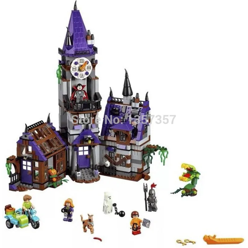 860 шт Скуби Ду мультфильм собака сцена Mystery Mansion с фигурой Хэллоуин призрак отель строительные блоки наборы модели развивающие игрушки