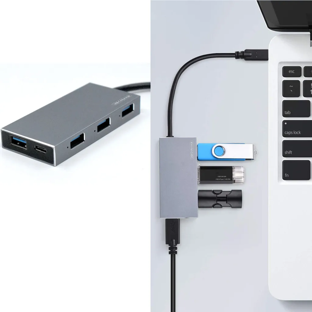 Vention Тип с разъемами типа C и 4-Порты и разъёмы USB 3,0 концентратор высокой Скорость Трансмиссия GL 3520 чип концентратор переходник разветвитель Портативный для ноутбука Macbook