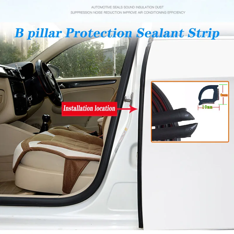 2Pcs*50cm Car Door Rubber Seal Strip Filler Weatherstrip Edge Sealing For B  Pillar Protection Front Auto Door Sealant For Cars