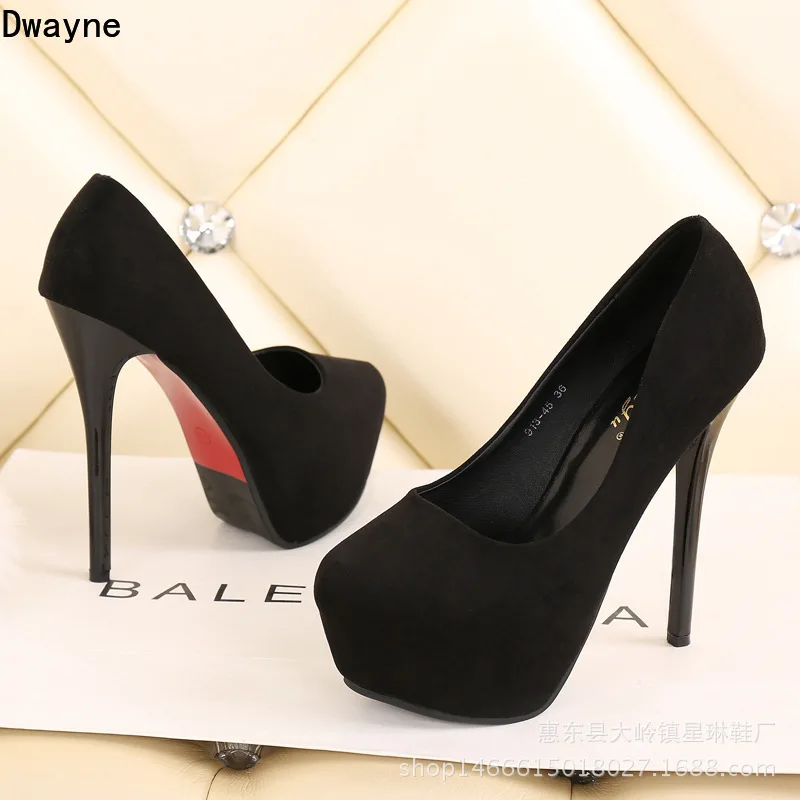 

14cm super high heel fashion elegant women's shoes 2019 new suede waterproof platform high heels sexy nightclub women's shoes