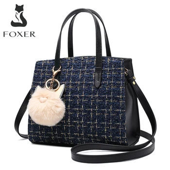 

FOXER Brown Women's Crossbody Handbags Chic Totes Woman Shoulder Bags Pendant Cross-body Bags for Lady Fashion Top-handle Bags