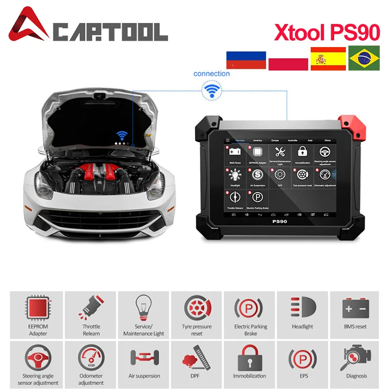100% Оригинал XTOOL PS90 система диагностики автомобиля инструмент на весь срок службы