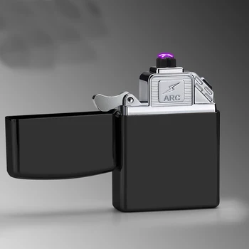 

Metal High Quality Cross Double Arc Plasma Lighter Mini USB Pulse Lighter Windproof Electronic Cigarette Lighter Smoking Gifts