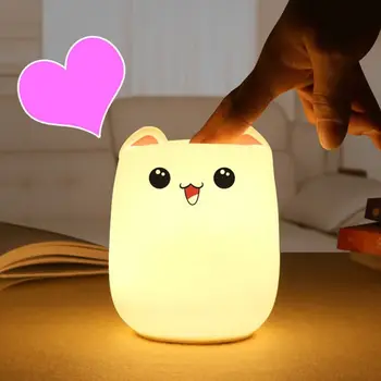 

USB Colorful Cute Bear Night Light Tap Sensor Switch 3 Modes Bedside Lamp for Home Bedroom Baby Kids Gift Cartoon Nightlight