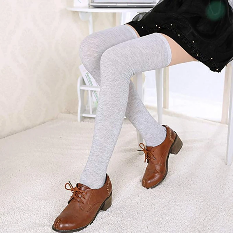 1 Set 3 Pairs Womens Long Socks Solid Color Thigh High Socks Cotton over the Knee Socks Boot Stockings Leg Warmers