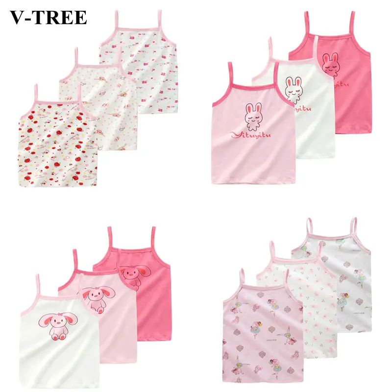 

2019 Summer Tank Top For Girls Cartoon Kids Underwear Model Cotton Girls Undershirt 3pcs/lot Children Singlets Toddler Tank Tops