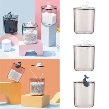 

Transparent dustproof cotton swab holder household container cute animal desktop storage box