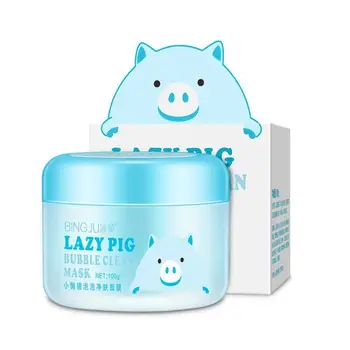 

Lazy Pig Pigskin 100g Oxygen Bubbles Carbonate Mud Mask Deep Clean Whitening Remove Blackhead Hydrating Women Face Skin Care