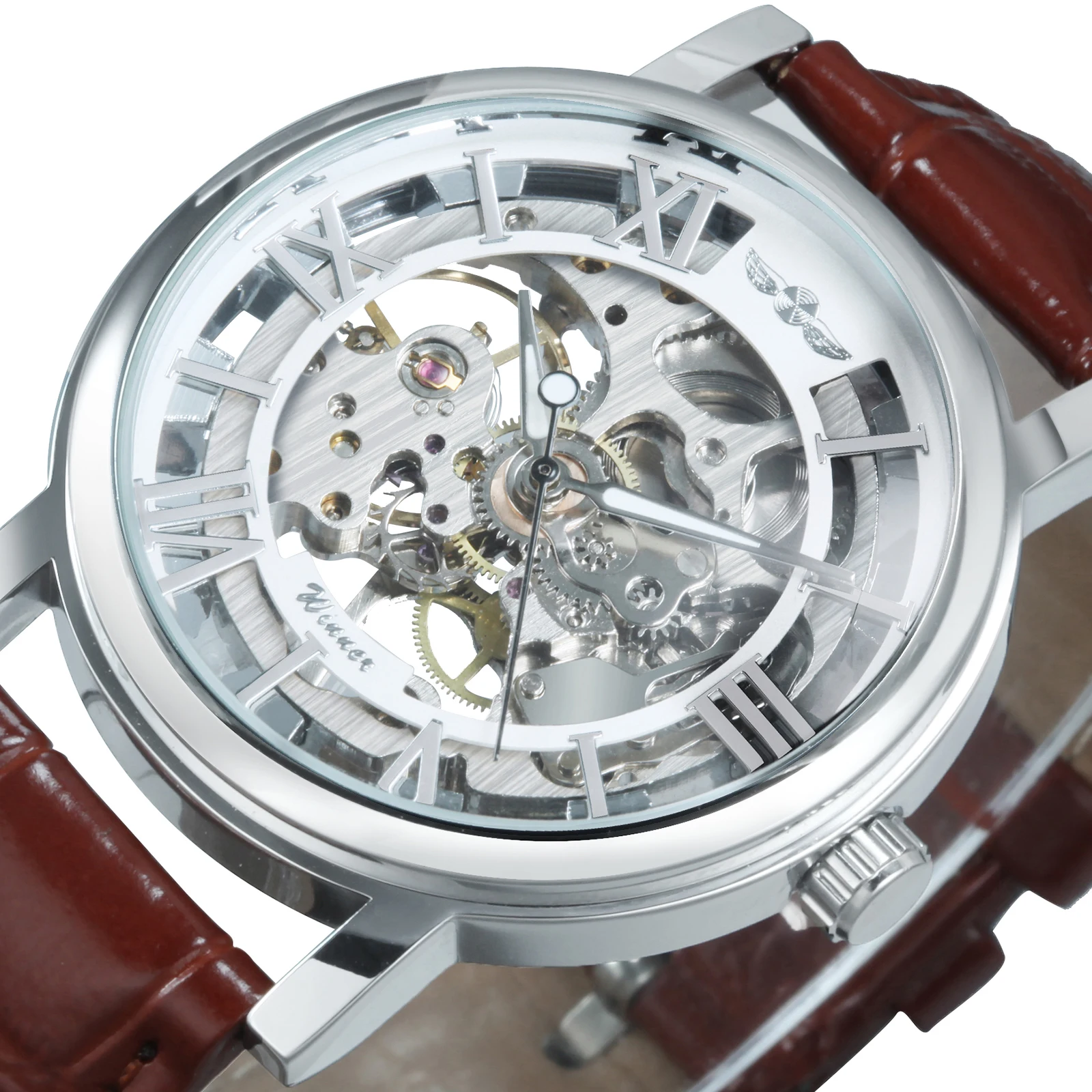 Tanio Zwycięzca Unisex męskie zegarki Top marka luksusowy zegarek mechaniczny