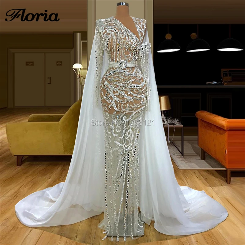 

Arabic Beading Formal Evening Dresses With Jacket 2020 Turkish Party Women Embroidery Prom Dress Abendkleider Middle East