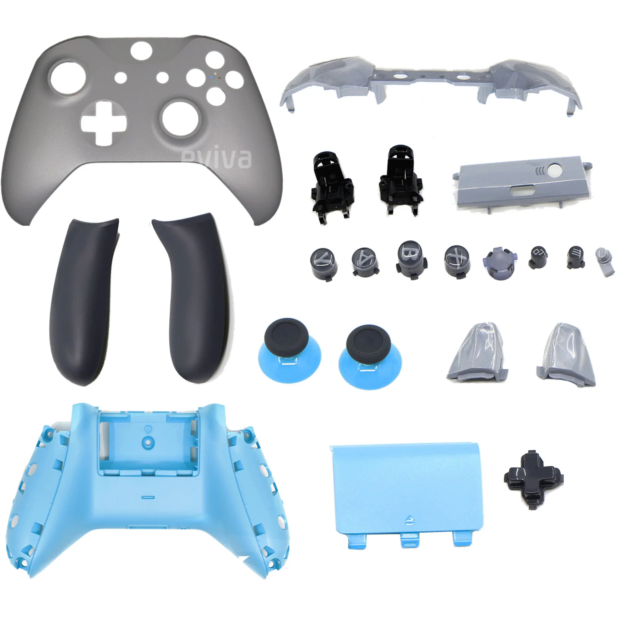 Пластиковый Полный Корпус для Xbox One S Slim Gampad Чехол-рамка с кнопками Mod Kit - Цвет: Gray Blue  whole set