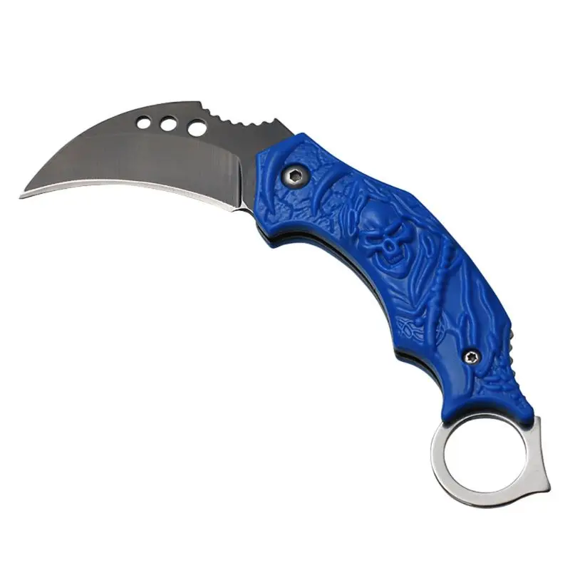 Outdoor Camping Folding Blade Portable Combat Hand Tools Eagle Claw Self-defense Knife with Hanging Hole - Цвет: Blue