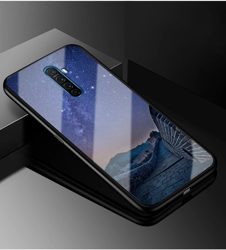 Для Oppo Reno Ace чехол PC Пластиковый стеклянный чехол для телефона черный ТПУ бампер чехол для Oppo Reno Ace чехол RenoAce 6,5 дюймов Coque
