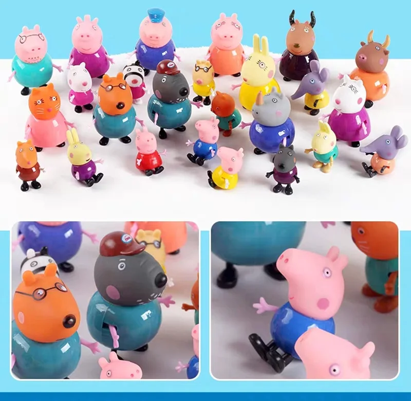 Оригинальные куклы Peppa Pig, Джордж, 25 шт., набор, фигурки из аниме, игрушки из мультфильма, семейные друзья, Свинка Пеппа, вечерние игрушки для детей, подарок на день рождения, Рождество