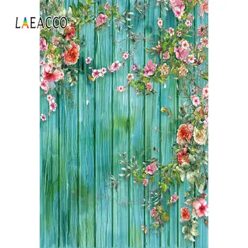 

Laeacco Vinyl Wooden Background For Photography Planks Spring Flowers Party Baby Portrait Photostudio Photocall Photo Backdrops