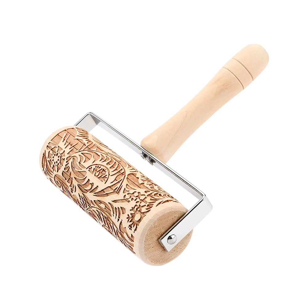 New Christmas Snowflake Wooden Rolling Pin Embossing Baking Cookies Biscuit Rolling Pin Fondant Cake Dough Patterned Roller
