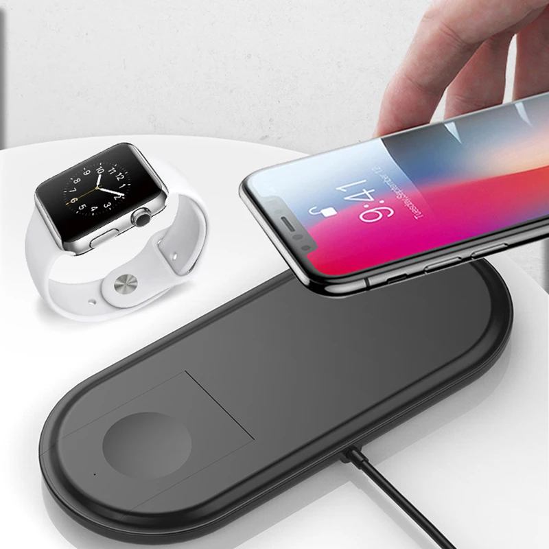 2 в 1 Беспроводное зарядное устройство для iPhone 11 XS 8 iWatch 1 2 3 ...