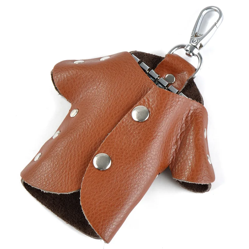 Yufang креативный ключ чехол из натуральной кожи для женщин держатель для ключей корейский дизайн ключ пакет Cowskin Женский кошелек-брелок для ключей мужской ключ карман - Цвет: Brown