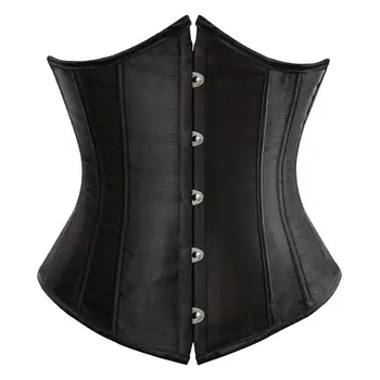 

Stunning Satin Waist Underbust Corset Bustier Top Lace up boned Sexy Lingerie Corset Basques Korsett Waist Cincher