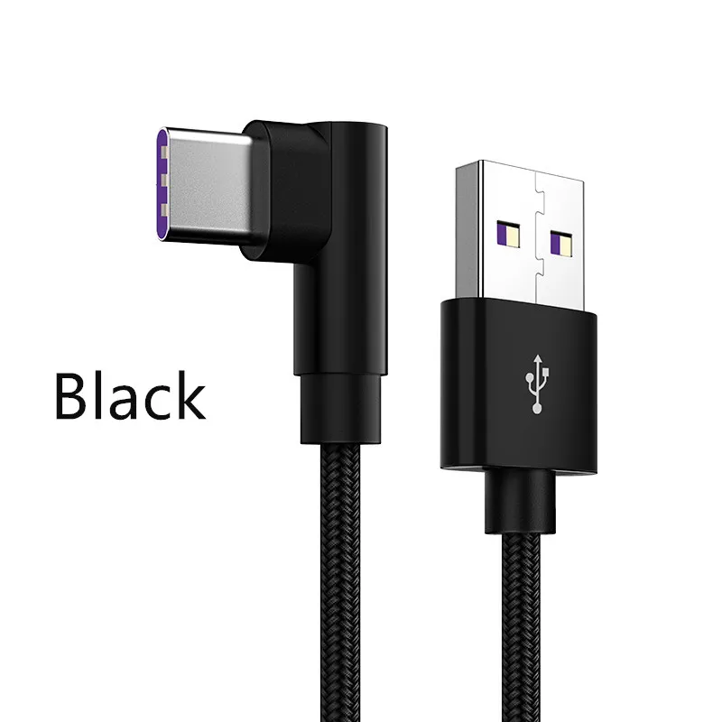 1 шт. локоть usb type-C телефонный кабель для samsung huawei Xiaomi Meizu USB зарядное устройство Шнур для передачи данных Быстрая зарядка кабель для мобильного телефона - Цвет: Black