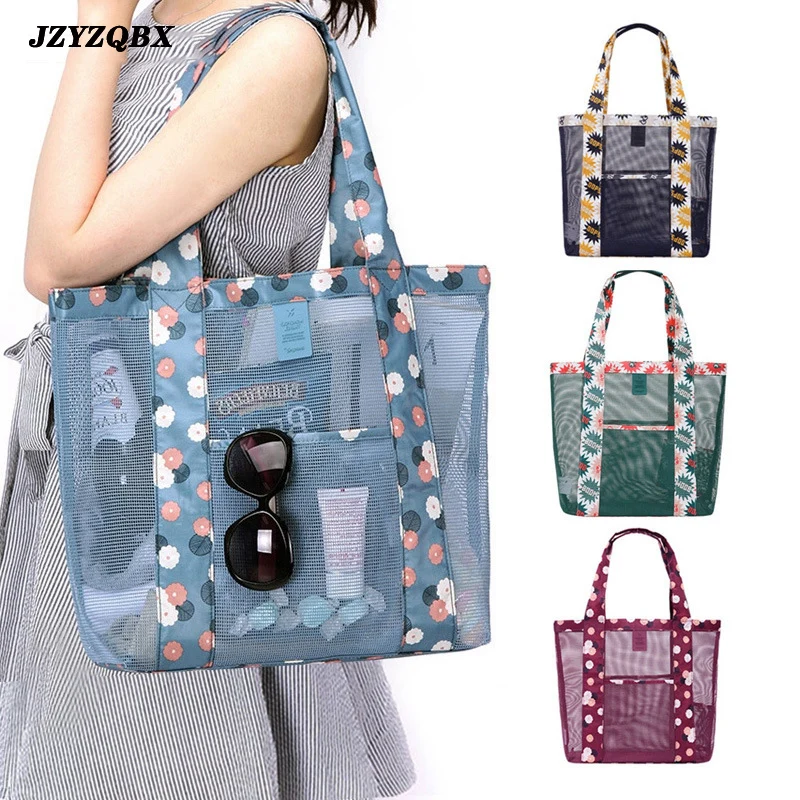 

Shopper Tote Bag Mesh hand bag Foldable Reusable Shopping Bag Ecological Reusable Bags Large Capacity Beach Bags