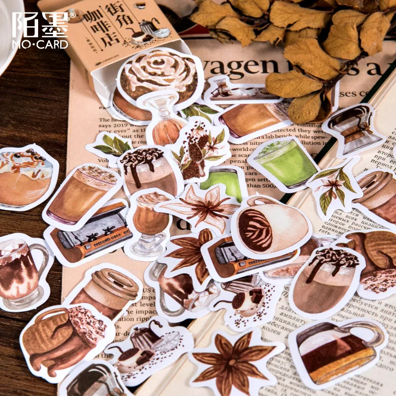46 unids/lote Vintage bebidas de café pegatinas diario decorativos papelería pegatinas planificador DIY manualidades Scrapbooking diario pegatinas