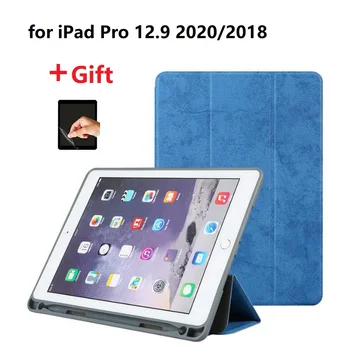 

Slim Stand with Pencil Holder for iPad Pro 12.9 4th Gen Business Magnetic Soft Back Smart Case for A2229/ A2069/ A2232 with Film