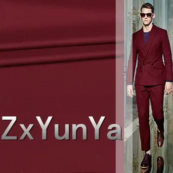 

Italian style wine red worsted suit twill wool fabric suit pants clothing 0.5m