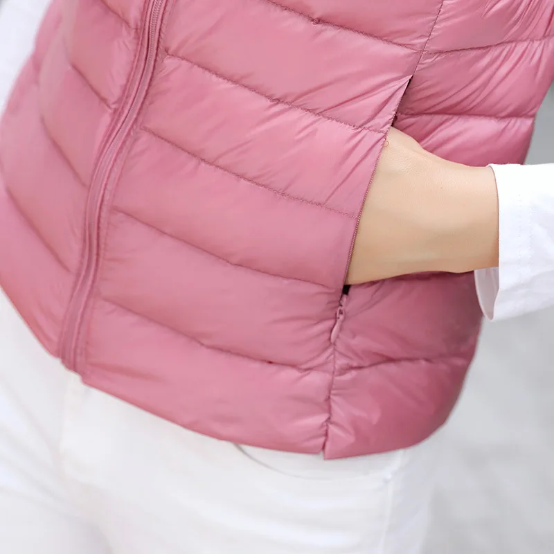 New Style down Vest Women's Thin Short Korean-style Slim Fit Slimming White Duck down Large Size Coat off Season Closeout