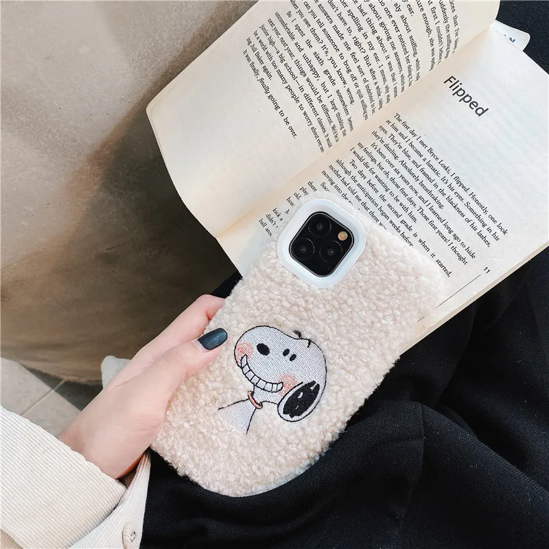 PEANUTS мягкая задняя крышка 3D вышивка милая собака Charlie теплая рука для Iphone 11 Pro Max XR X XS 11 Pro XS Max 11 7 8 Plus чехол