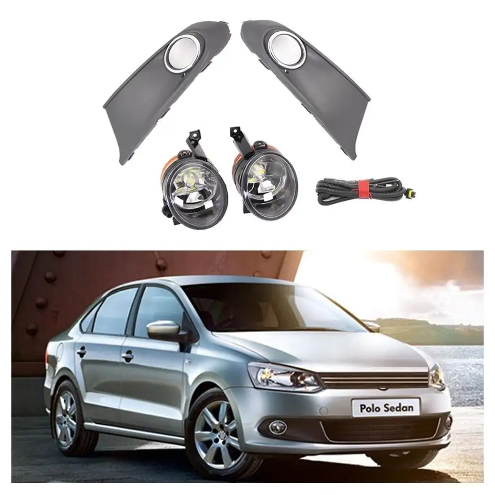 

Front LED Fog Light Fog Lamp Grille Harness Assembly For VW Polo Vento Sedan Saloon 2011 2012 2013 2014 2015 2016 Car-styling
