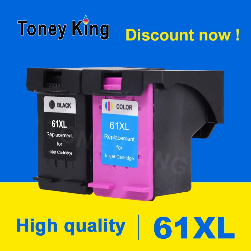 

Сменный чернильный картридж Toney King для HP 61 61XL, HP 61 XL, HP Envy 4500 4501 4502 4503 4504 4505 OfficeJet 1012 2000