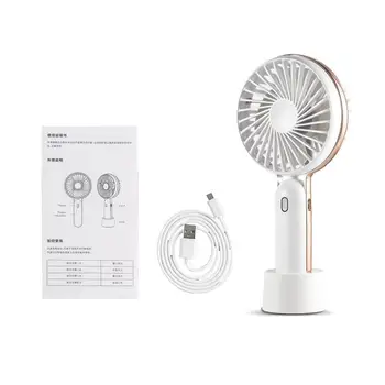 

USB Charging Handheld Summer Mini Round Fan With Base Electric Handheld Fan Nordic Outdoor Portable Cooler