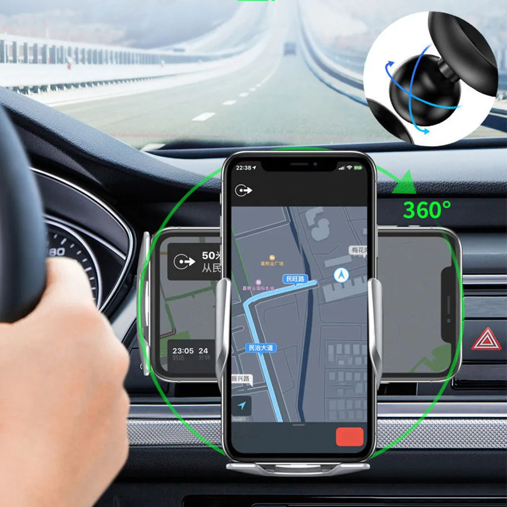 15W Automatic Clamp Car Wireless Charger Infrared Sensing Air Vent Mount Phone Holder for iPhone 11 Pro Max Samsung Note 10 Plus