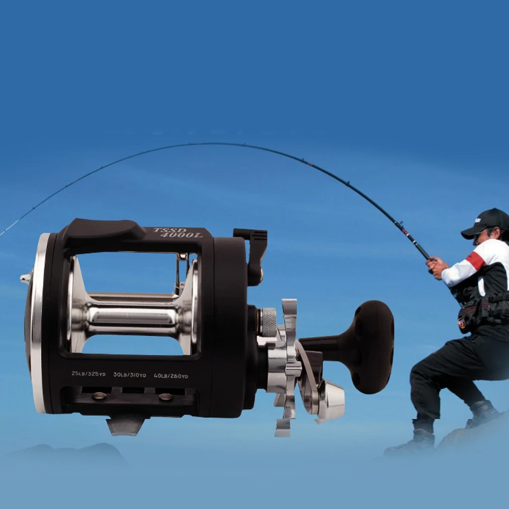 Fishing Reels Saltwater 3+1 BB Sea Baitcasting Reel Trolling Boat Reel Drum Fishing Reel Black 