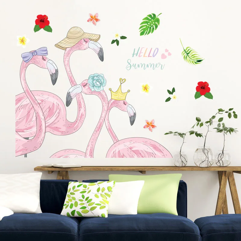 Hello Summer Dormitory украшение для девичьей комнаты Фламинго розовая Наклейка на стену s