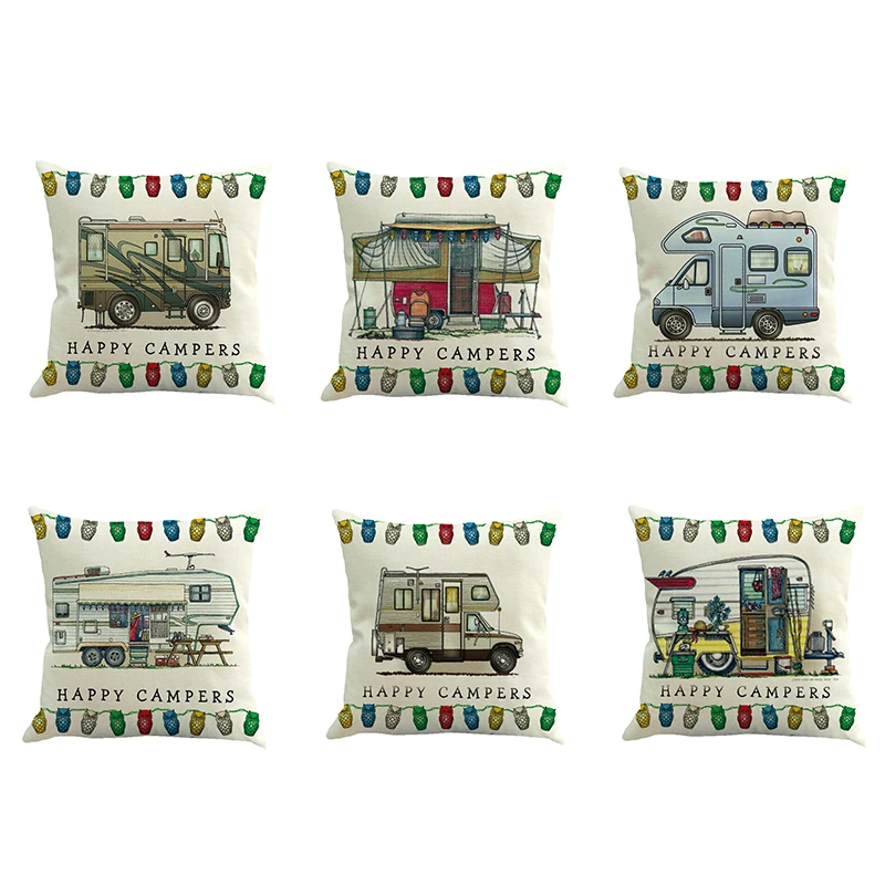 Promotion! Hot New Fashion Happy Campers Cushion Cover Throw Pillow Case Home Decor High Quality 3 | Дом и сад