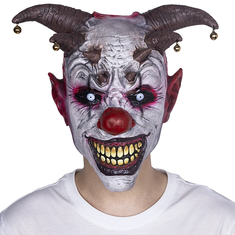 Evil Clown Mask Horror Villian Slasher Circus Carnival Halloween Party Jester Costume Puntelli