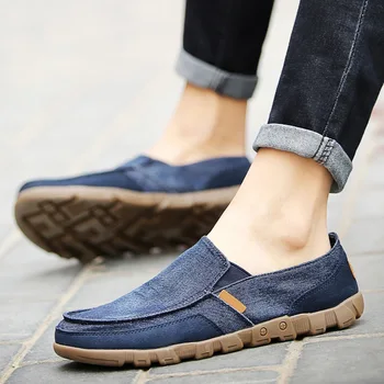 

Summer Mens Canvas Shoes Slip On Flats Loafers Sneaker Flats Summer Oversize Casual Plus Size 38-48 B104