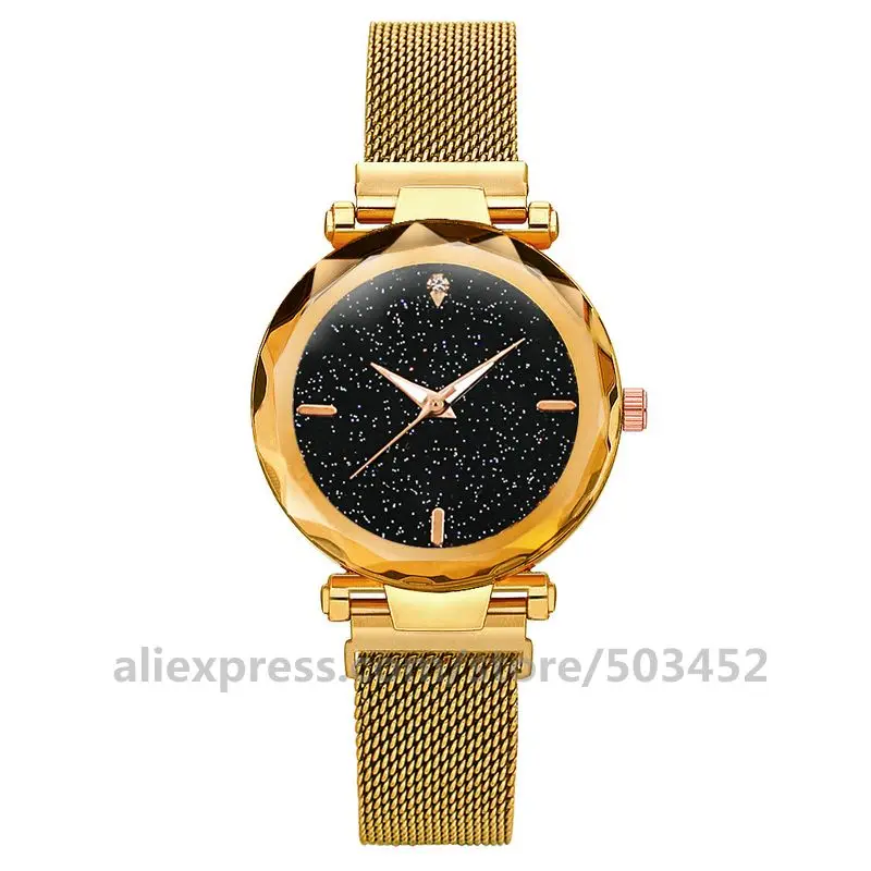 gold 100 шт./лот 8692 без логотипа Светящиеся женские часы заводская цена женские часы магнитные женские часы Звездное небо Relojes - Цвет: gold