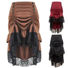 JOONDSHE Halloween Bandage Halloween Skirt Gothic Steampunk Women Gothic Steampunk Layered Stripe Bandage Irregular Party Skirt