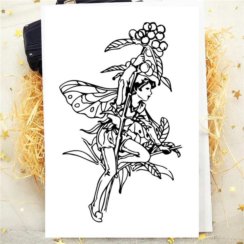 Прозрачный силиконовый штамп с изображением фруктовых эльфов 9*6 | Дом и сад