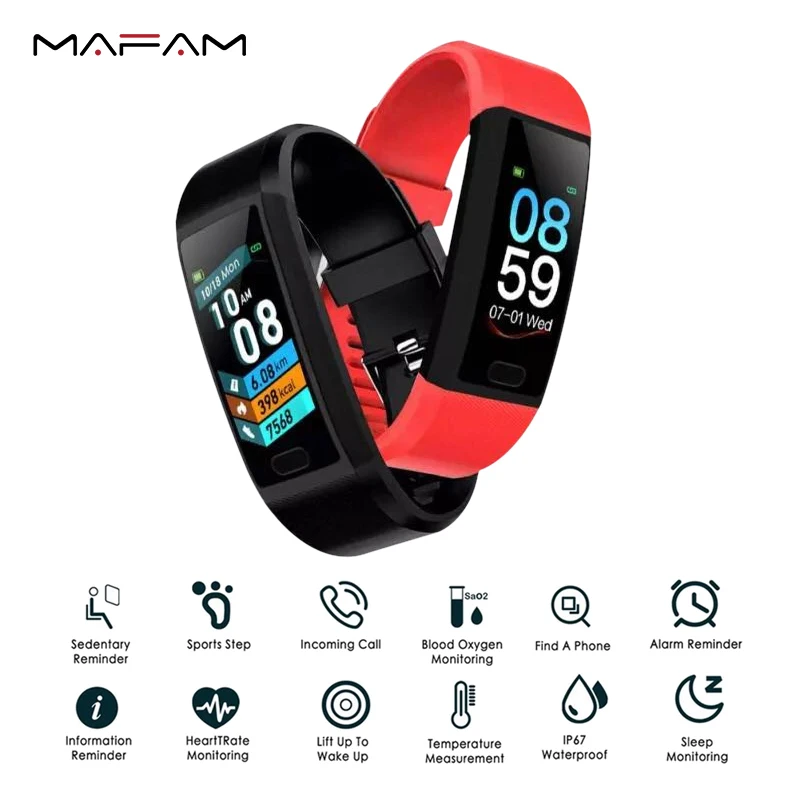 MAFAM 118 плюс смарт-браслет монитор сердечного ритма Смарт-браслет измерения артериального давления фитнес-трекер часы спортивный ремешок