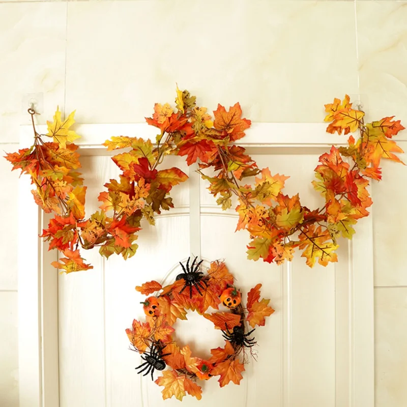 70Inch Thanksgiving Hanging DIY Artificial Maple Leaf Rattan Vines Plants Wreath Garland Waterproof And Durable Elegant