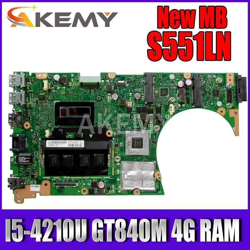 Akemy S551LN mainboard для Asus S551LB S551L Vivobook материнская плата ноутбука I5-4210U GT840M 4G RAM REV2.2 тест |