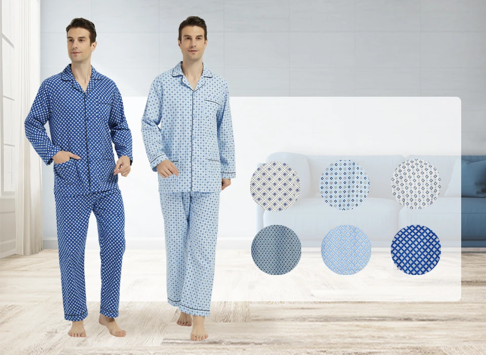 Global/pajamas men's button/set men's home/pajamas men's with pants suitable for spring and summer