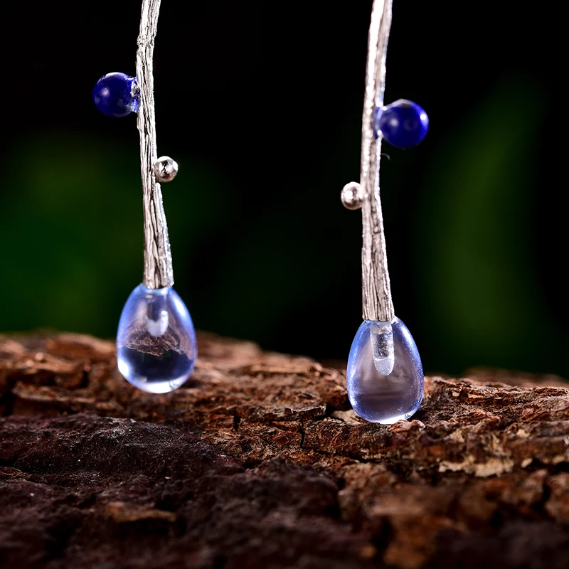 925 Sterling Silver Earrings for Women Creative Handmade Tree Branch Dangle