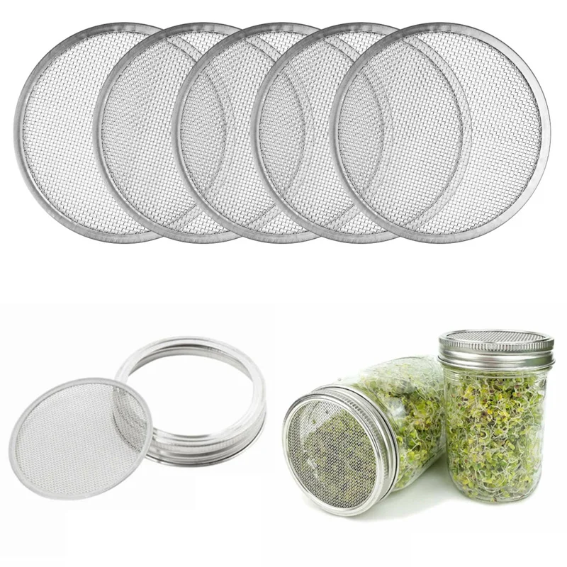 

Stainless Steel Seed Sprouting Lids Mesh Screen Strainer Filter For Wide Mouth Mason Canning Jar Sprouting Lid Garden Supplies