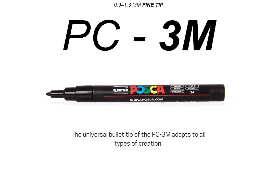 1 шт. Uni Posca PC 3M 0 9 3 мм Средний Тонкий пуленепробиваемый Наконечник Ручка маркер для