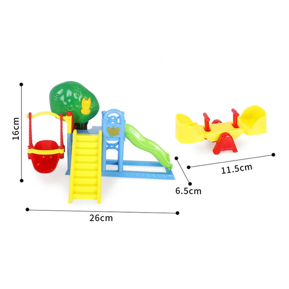 Forest Family Playground 1:12 Brown Bear Rabbit Panda Dollhouse Miniature Scene Slide Seesaw Swing Doll House Girl Toy Gift 6